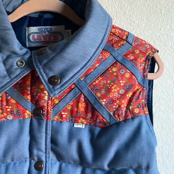 Rare Vintage Levi’s Ski Goose Down USA Made Weatern Floral Puffer Vest 11/12 - Picture 8 of 16